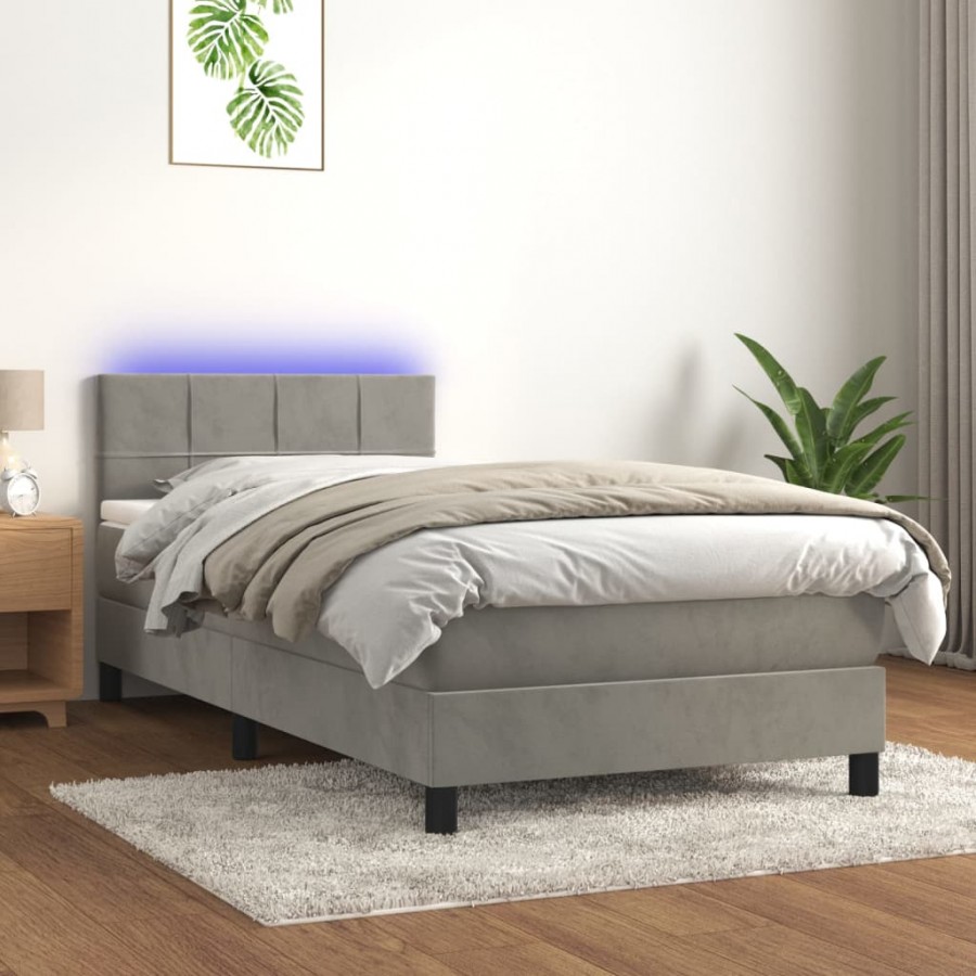 Cadre de lit et matelas et LED Gris...