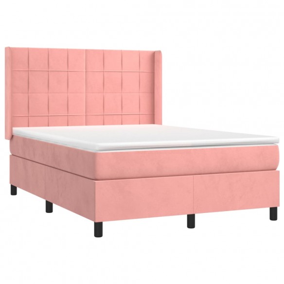 Cadre de lit matelas et LED Rose 140x190 cm Velours