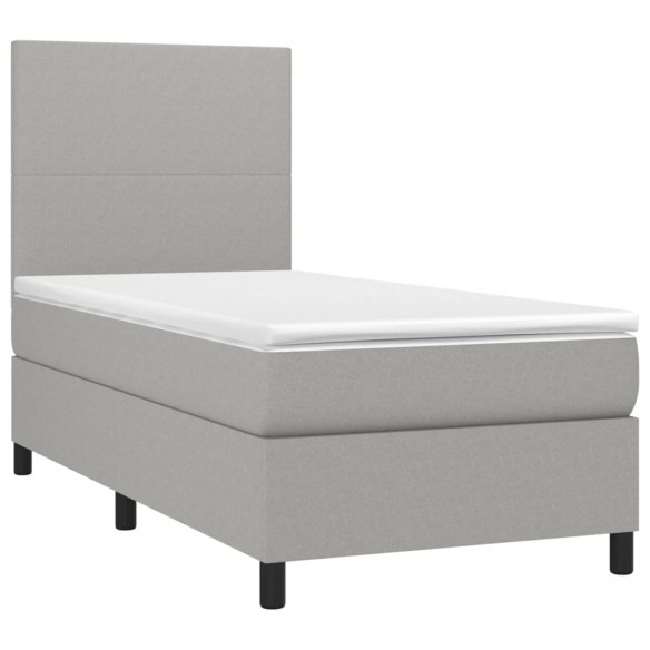 Cadre de lit et matelas Gris clair 90x190 cm Tissu