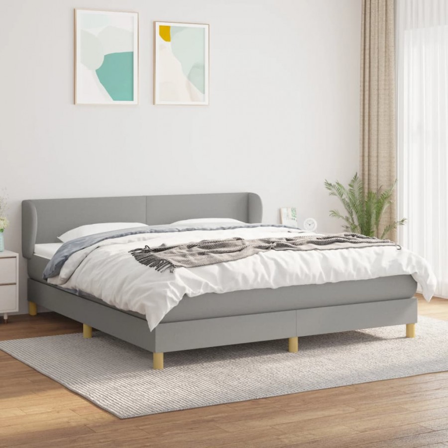 Cadre de lit avec matelas Gris clair 180x200cm Tissu