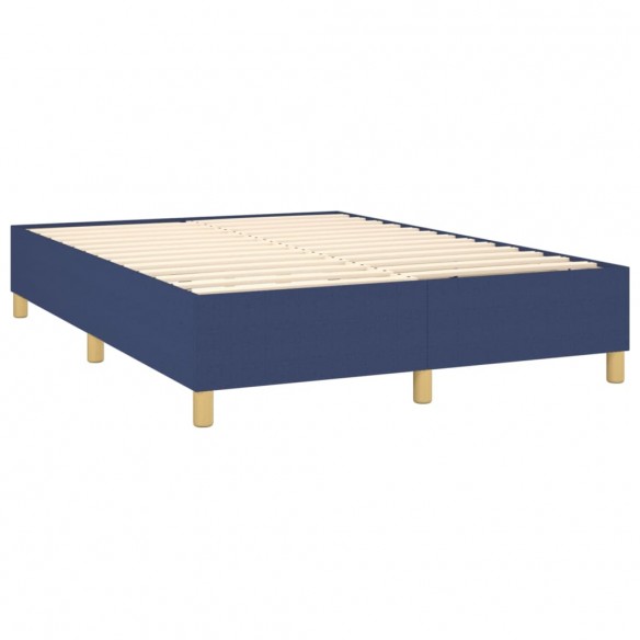 Cadre de lit avec matelas Bleu 140x190 cm Tissu