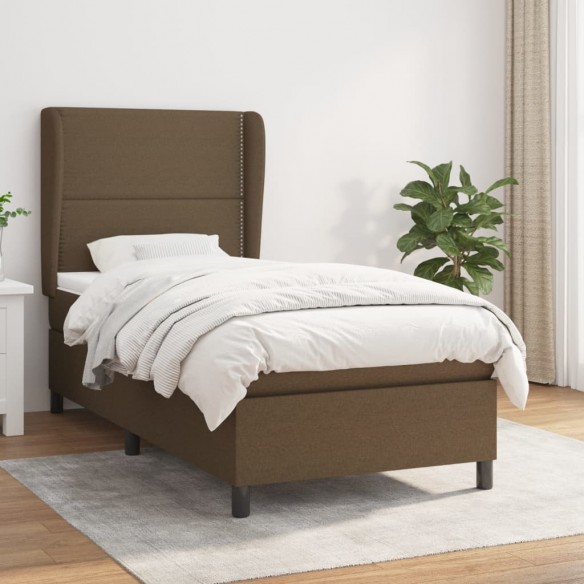 Cadre de lit avec matelas Marron foncé 100x200 cm