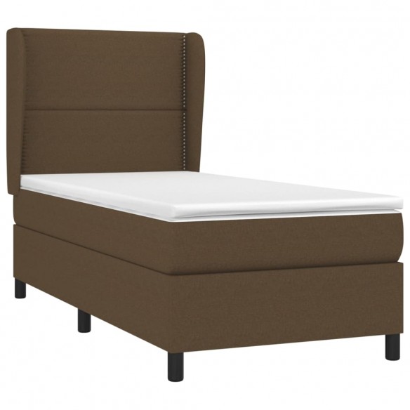 Cadre de lit avec matelas Marron foncé 100x200 cm