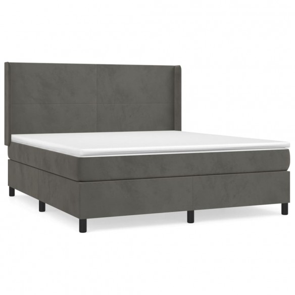 Cadre de lit et matelas Gris foncé 180x200cm Velours