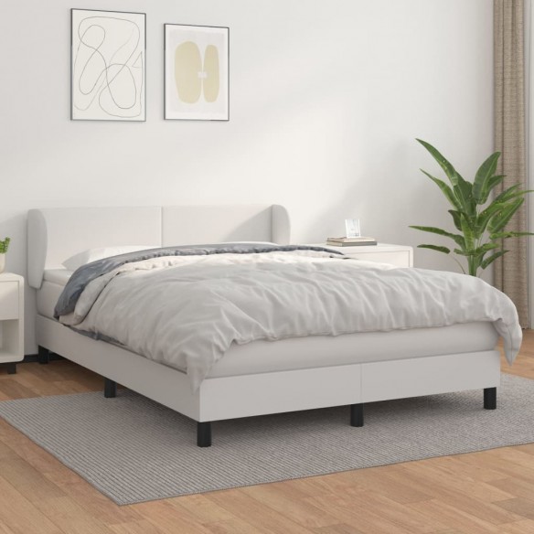 Cadre de lit avec matelas Blanc 140x200cm Similicuir