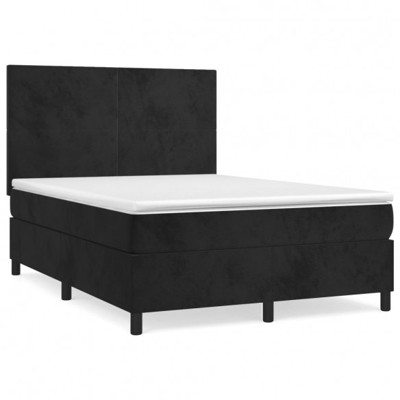 Cadre de lit avec matelas Noir 140x190 cm Velours