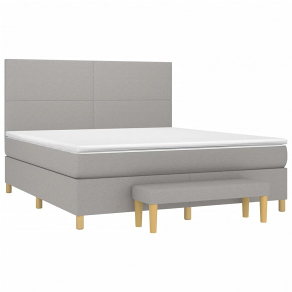 Cadre de lit avec matelas Gris clair 160x200cm Tissu