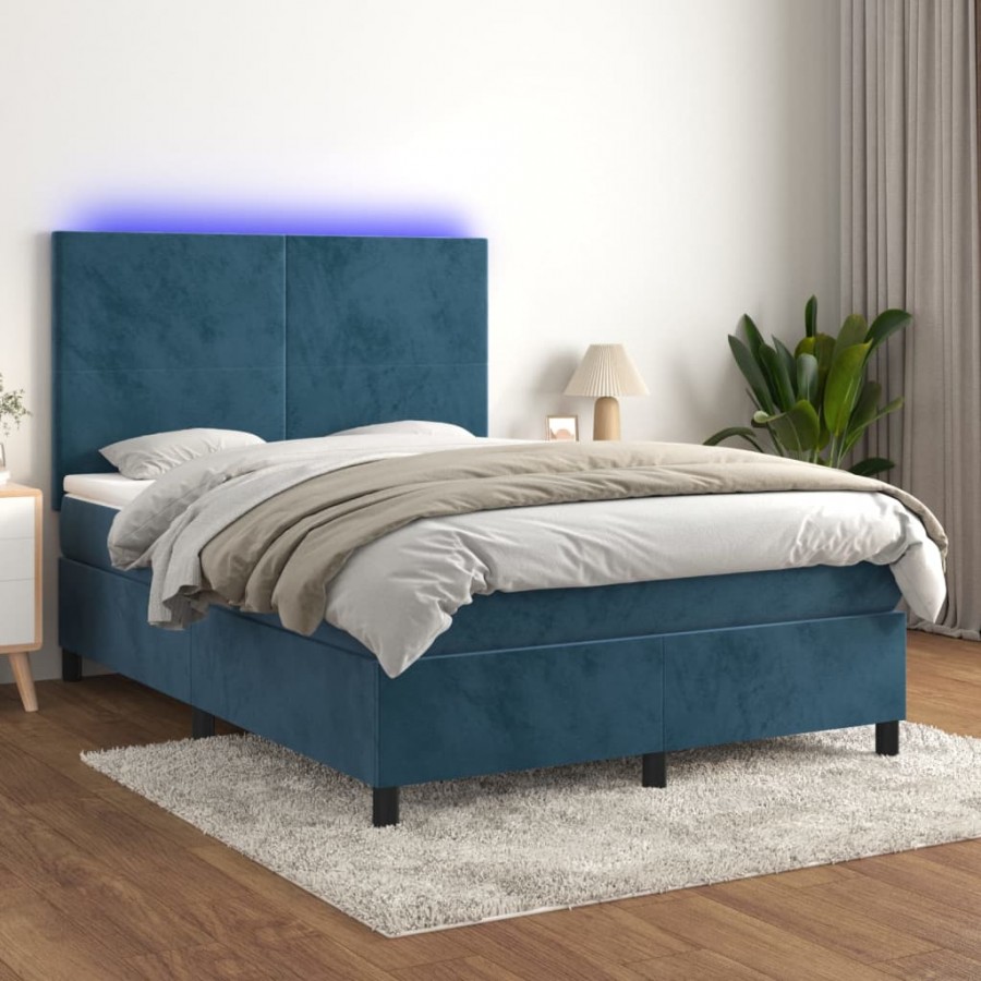 Cadre de lit avec matelas LED Bleu...