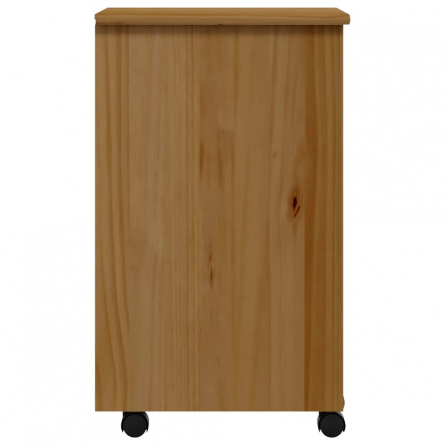 Armoire roulante avec tiroirs MOSS bois de pin marron miel