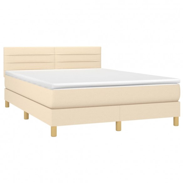 Cadre de lit avec matelas Crème 140x190 cm Tissu