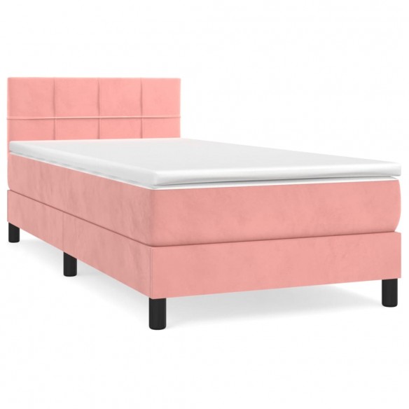 Cadre de lit avec matelas Rose 90x200 cm Velours