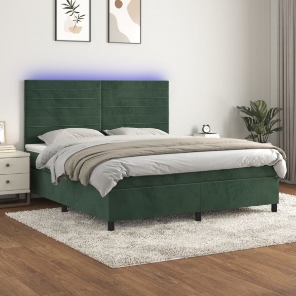 Cadre de lit avec matelas LED Vert foncé 180x200 cm