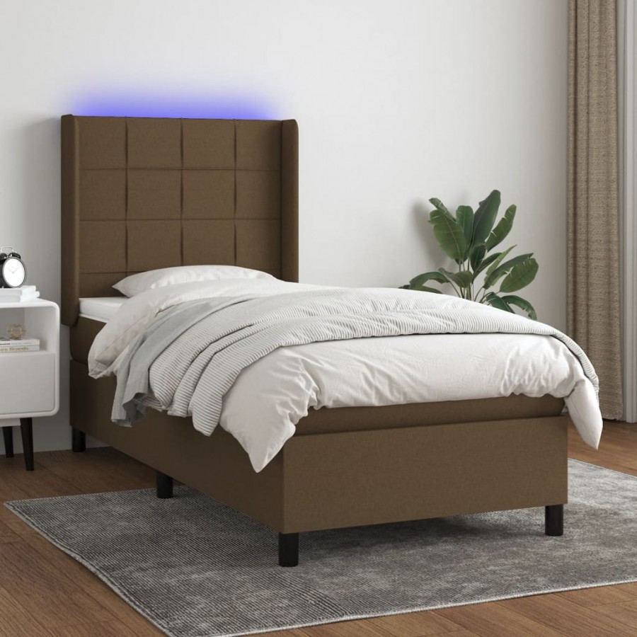 Cadre de lit matelas LED Marron foncé...