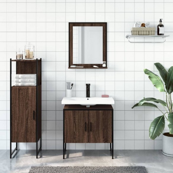 Ensemble d'armoires de salle de bain 3 pcs chêne marron