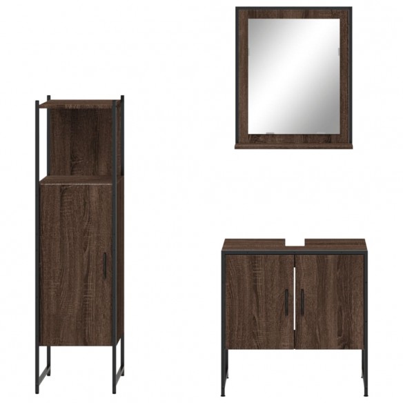 Ensemble d'armoires de salle de bain 3 pcs chêne marron