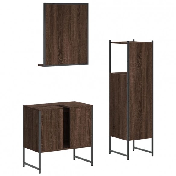 Ensemble d'armoires de salle de bain 3 pcs chêne marron