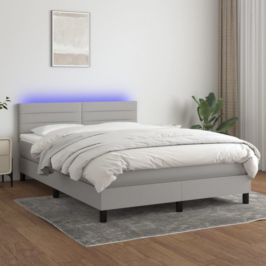 Cadre de lit et matelas et LED Gris...