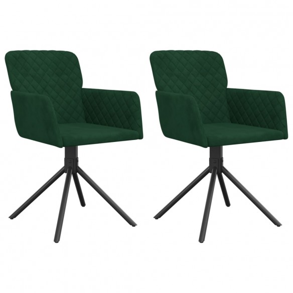 Chaises pivotantes à manger lot de 2 Vert foncé Velours