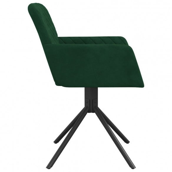 Chaises pivotantes à manger lot de 2 Vert foncé Velours