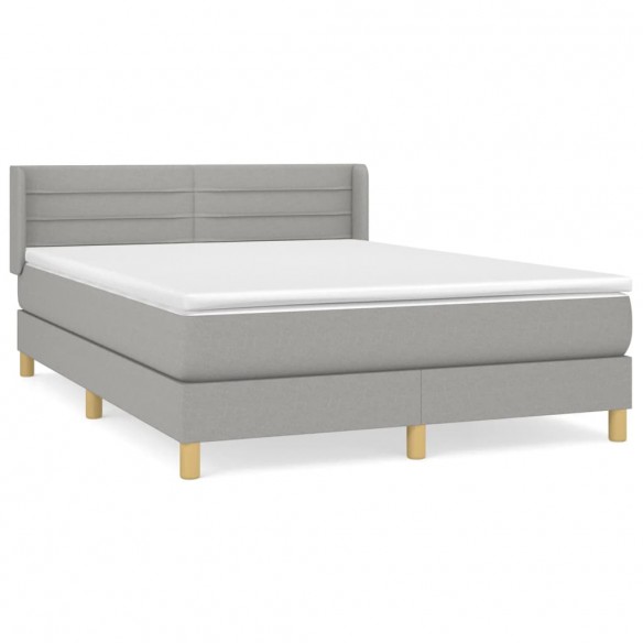 Cadre de lit avec matelas Gris clair 140x190cm Tissu