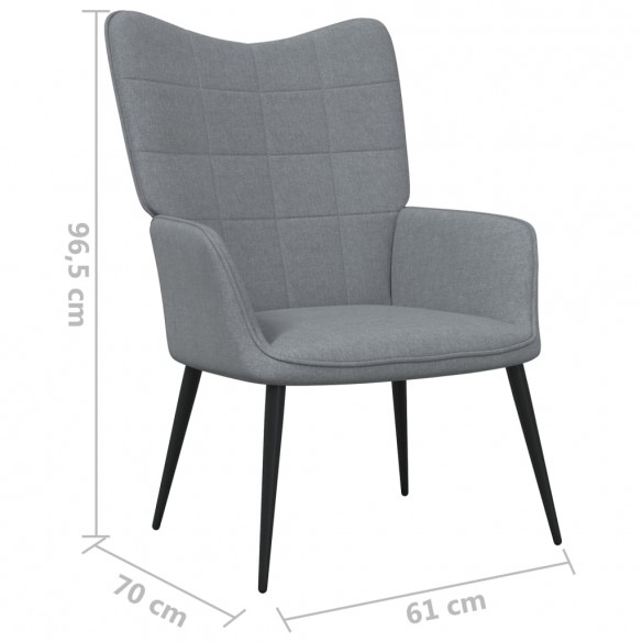 Chaise de relaxation avec tabouret Gris clair Tissu