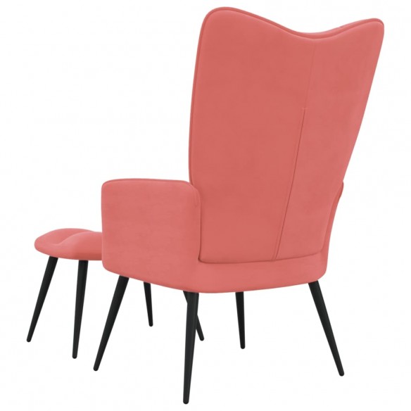 Chaise de relaxation avec repose-pied Rose Velours