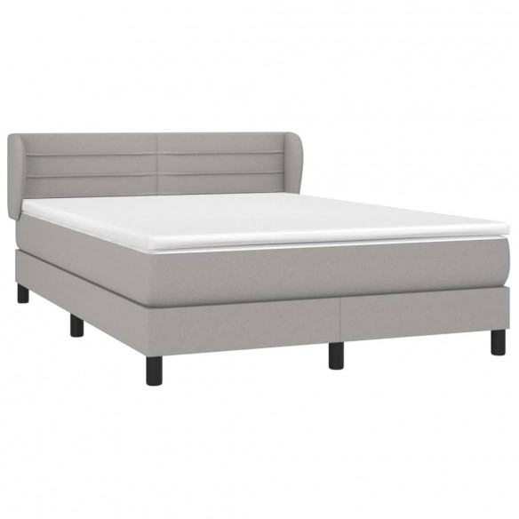 Cadre de lit avec matelas Gris clair 140x200cm Tissu