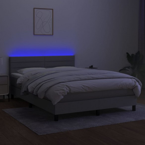 Cadre de lit et matelas et LED Gris clair 140x200 cm