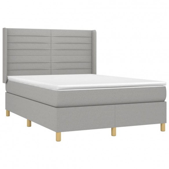 Cadre de lit matelas LED Gris clair 140x190 cm Tissu