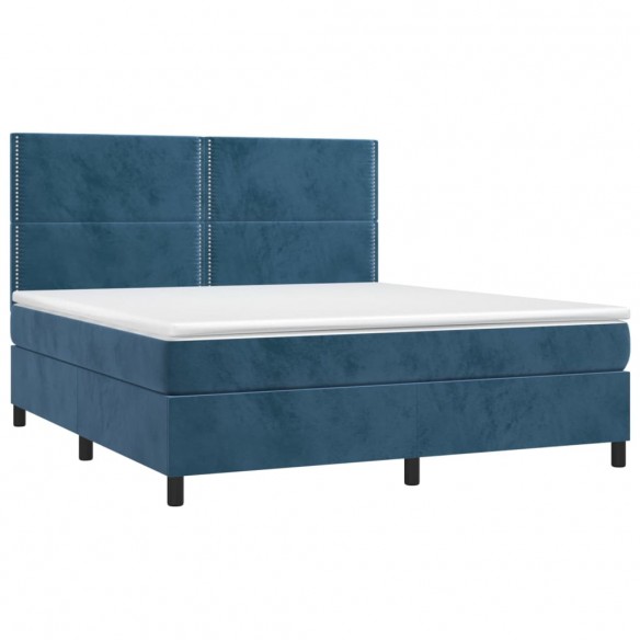 Cadre de lit matelas et LED Bleu foncé 160x200 cm