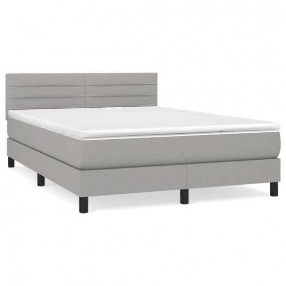 Cadre de lit avec matelas Gris clair 140x200cm Tissu