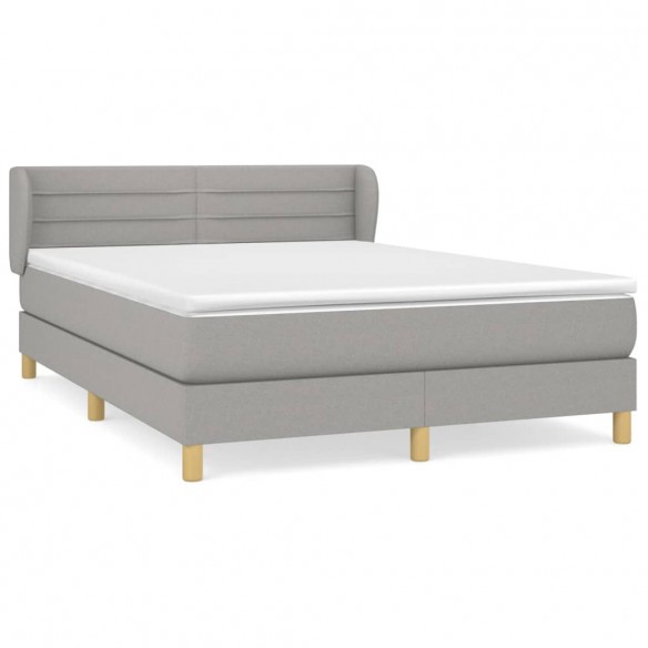 Cadre de lit avec matelas Gris clair 140x200cm Tissu