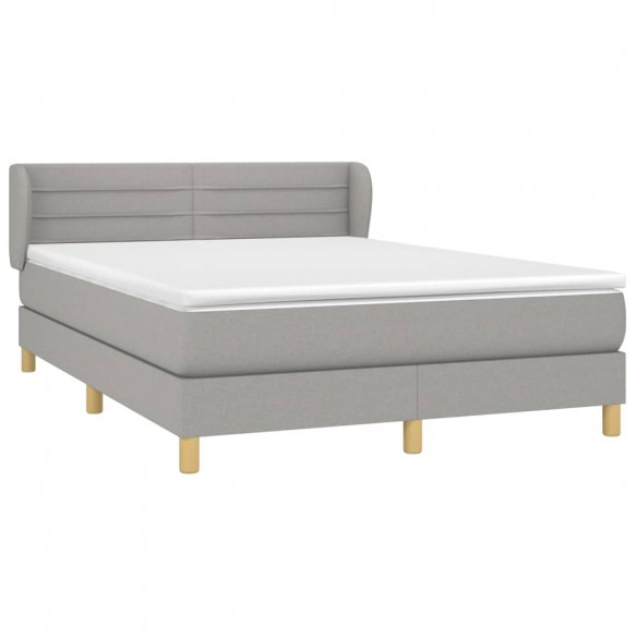 Cadre de lit avec matelas Gris clair 140x200cm Tissu