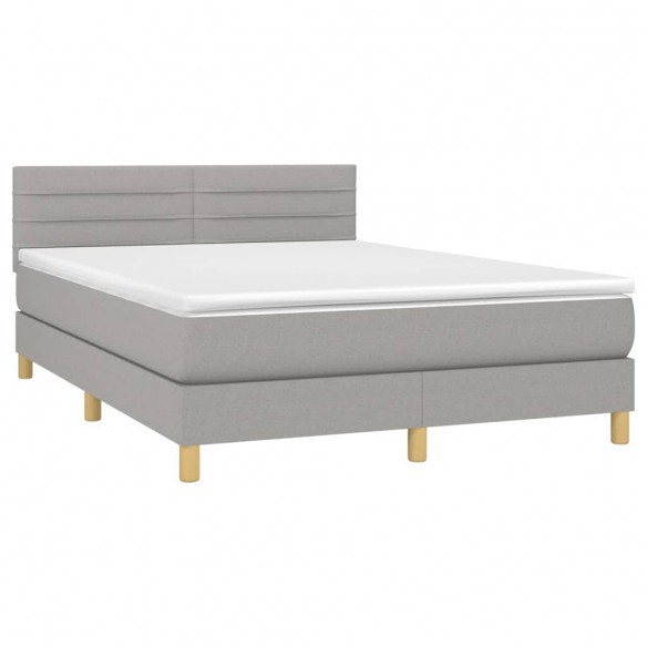 Cadre de lit et matelas et LED Gris clair 140x190 cm