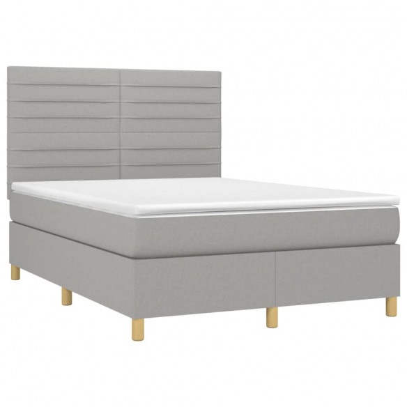 Cadre de lit et matelas et LED Gris clair 140x190 cm