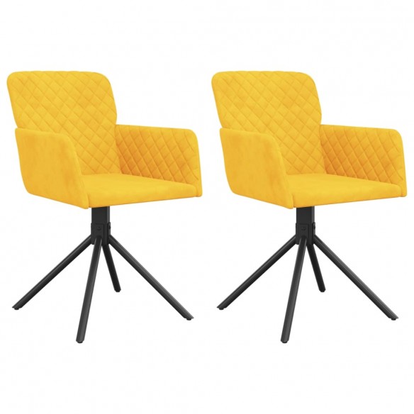 Chaises pivotantes à manger lot de 2 Jaune Velours