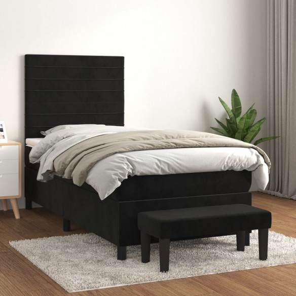 Cadre de lit avec matelas Noir 90x190 cm Velours