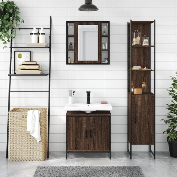 Ensemble d'armoires de salle de bain 3 pcs chêne marron