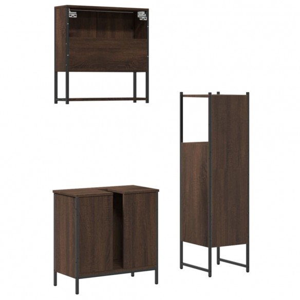 Ensemble de meubles de salle de bain 3 pcs Chêne marron