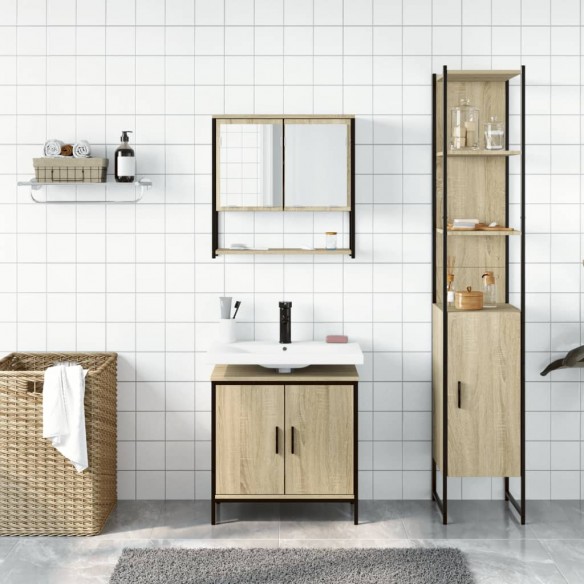 Ensemble de meubles de salle de bain 3 pcs chêne sonoma