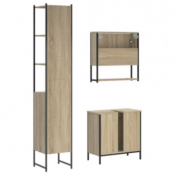 Ensemble de meubles de salle de bain 3 pcs chêne sonoma