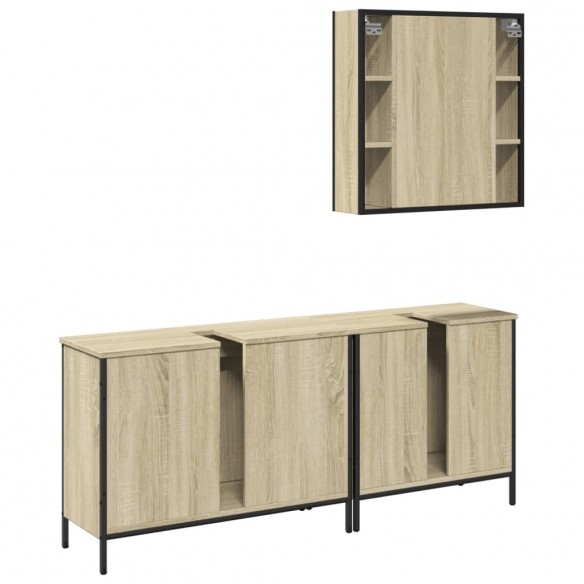 Ensemble d'armoires de salle de bain 3 pcs chêne sonoma