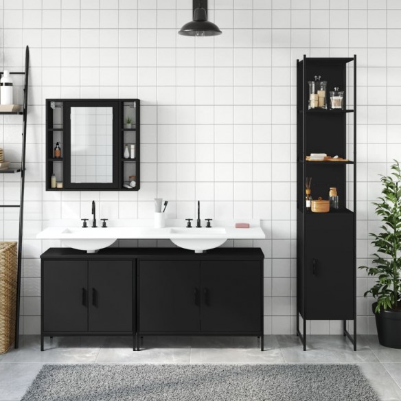 Ensemble d’armoires salle de bain 4 pcs noir bois d'ingénierie