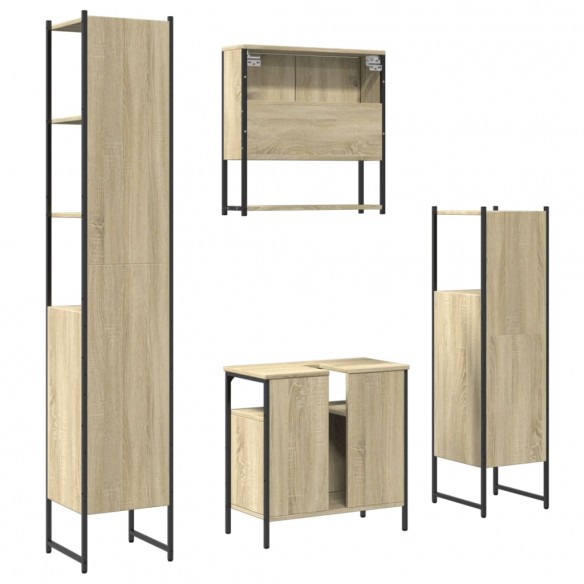 Ensemble de meubles de salle de bain 4 pcs chêne sonoma