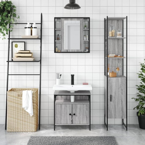 Ensemble d'armoires de salle de bain 3 pcs sonoma gris