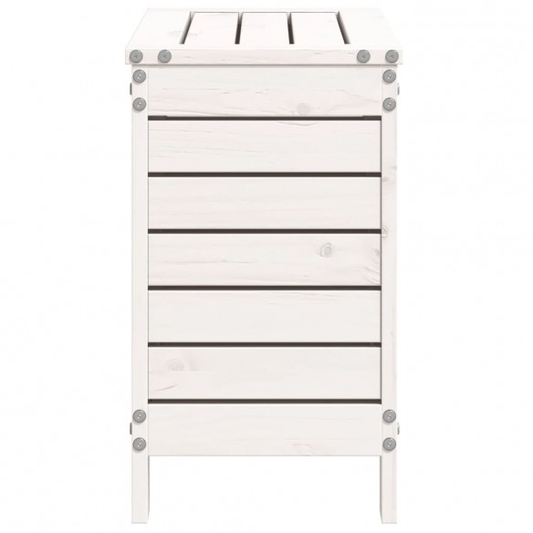 Repose-pied de jardin blanc 62x31,5x52 cm bois de pin massif