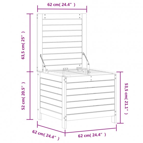 Repose-pied jardin cire marron 62x63,5x53,5 cm bois pin massif