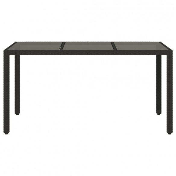 Table de jardin dessus en verre Noir 150x90x75cm Résine tressée