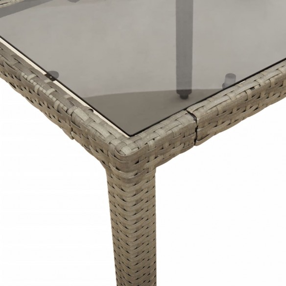 Table de jardin dessus en verre Gris 190x90x75cm Résine tressée