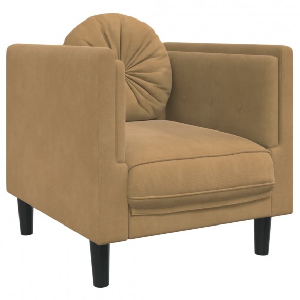 Fauteuil avec coussin marron velours